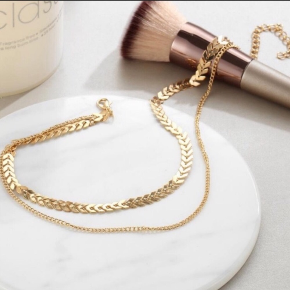 New! Gold Chevron Choker Necklace - Picture 3 of 9